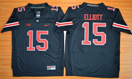 Buckeyes #15 Ezekiel Elliott Black(Red No.) Limited Stitched Youth NCAA Jersey